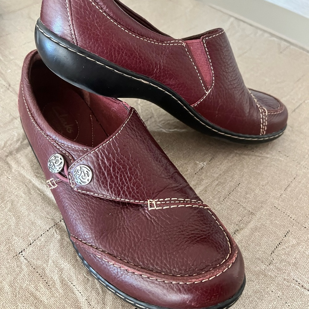 Clarks Bendables Ashland leather shoes 8.5 in Redwood. - Picture 3 of 4